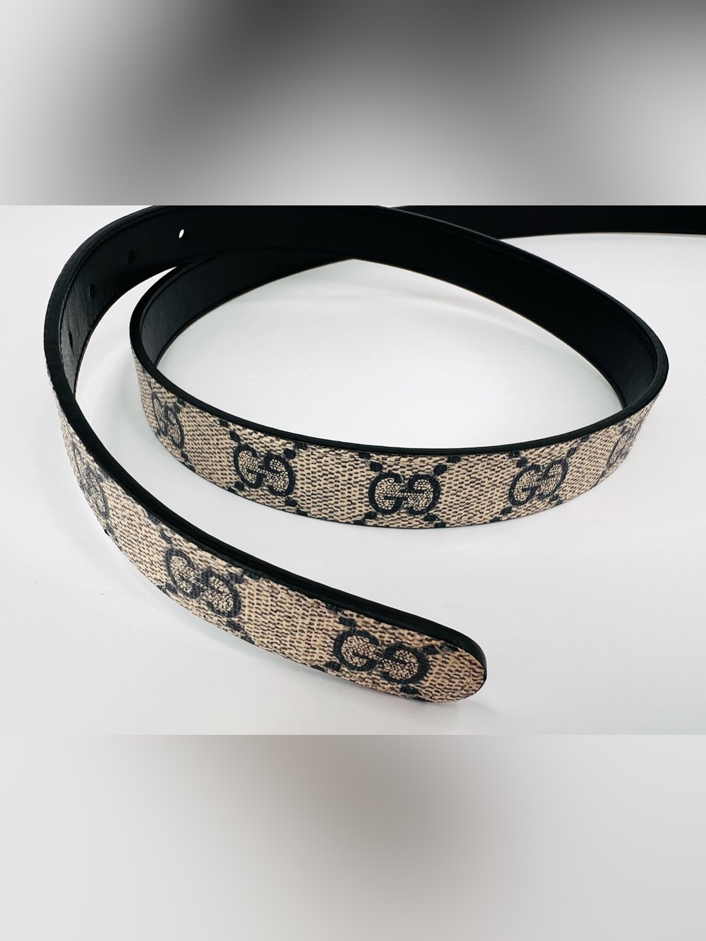 Gucci GG Supreme Canvas Leather Double G Interlocking Belt Size 38 cm - 95 in - Picture 5 of 9